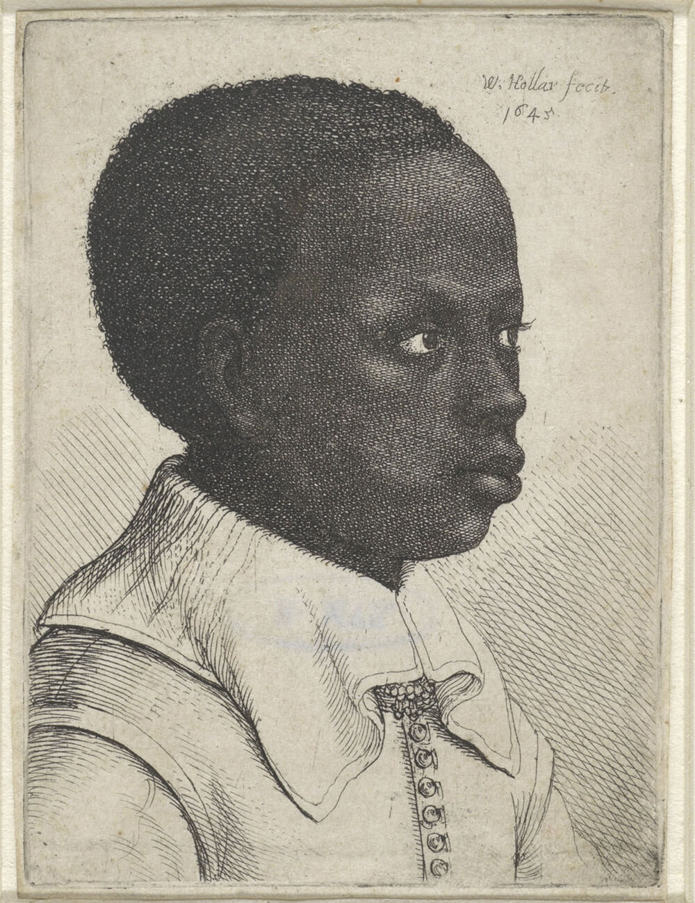 Wenceslaus Hollar, Portret van een zwarte jongen, RP-P-OB-11.589 (1645). Bron: Rijksmuseum Amsterdam