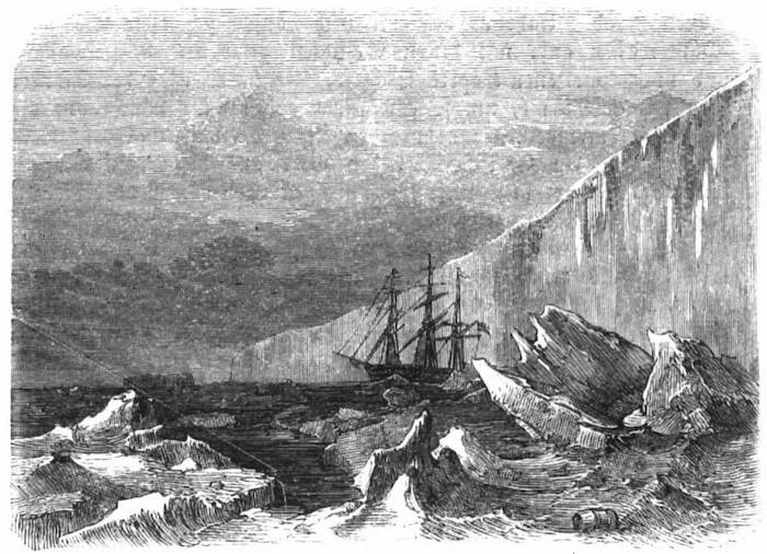 19de-eeuwse ets van Antarctica, uit Die Gartenlaube. Onbekende maker, Eiswand mit Treibels (1856). Bron: Wikimedia Commons (CC0)