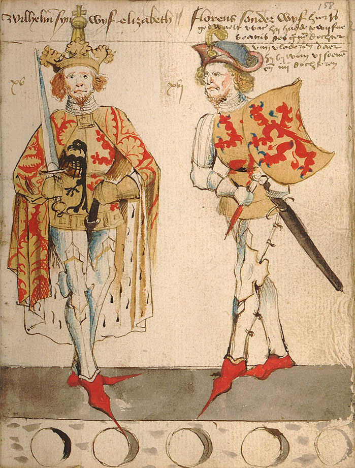Hendrik van Heessel, Willem II en Floris V (15de eeuw). Bron: Wikimedia Commons (PD)