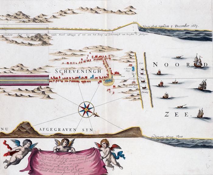 Het plan voor de weg door de duinen. Hendriksma, Scheveningseweg Den Haag (ca. 1660). Bron: Bijzondere Collecties Universiteit van Amsterdam