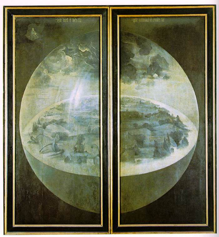 Het drieluik dichtgeklapt. Hiëronymus Bosch, Tuin der lusten (ca. 1480-1490). Bron: Museo del Prado