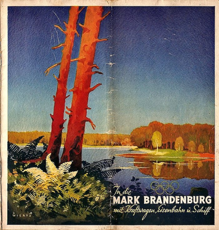 Reclameposter voor Mark Brandenburg. Jupp Wiertz, Umschlagbild für ein Reiseprospekt (1936). Bron: Wikimedia Commons (CC0)