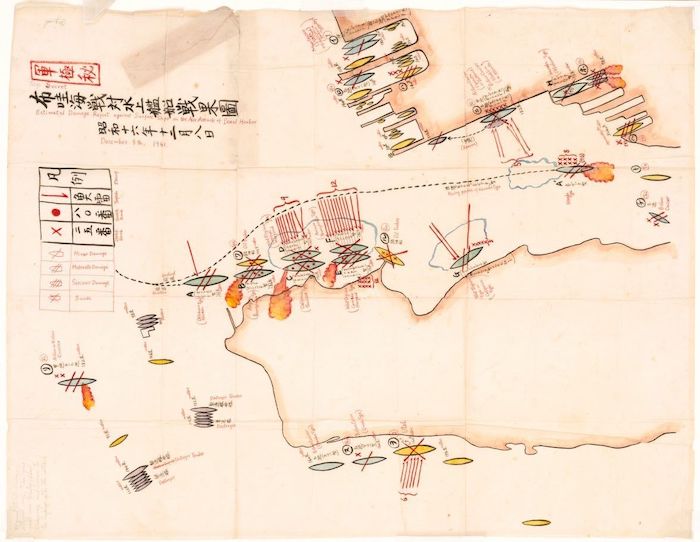 Mitsuo Fuchida, Estimated damage report (1941). Bron: Library of Congress, Geography and Map Division