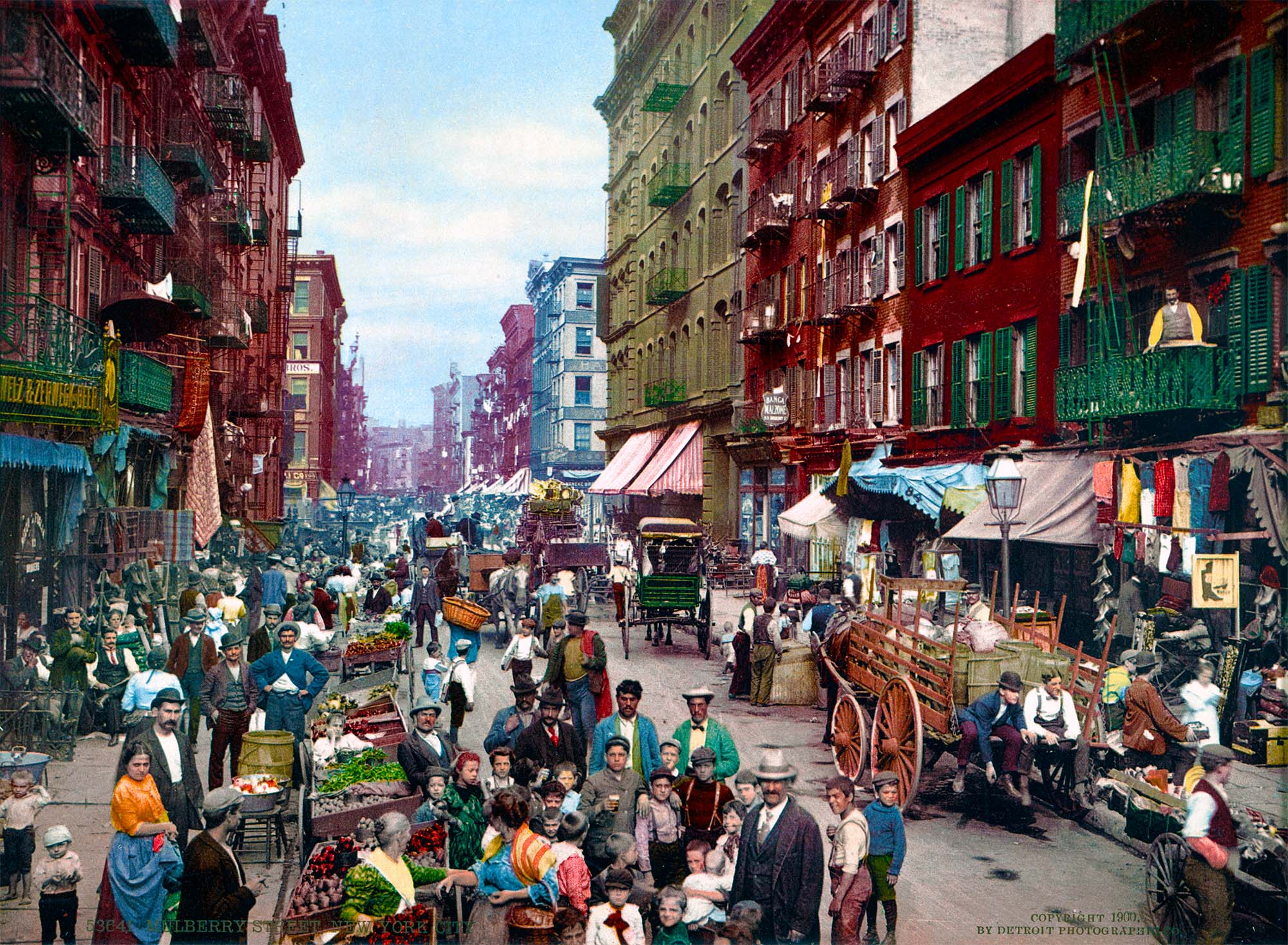 Onbekende fotograaf, Mulberry Street New York City (ca. 1900). Bron: Library of Congress (NKCR)