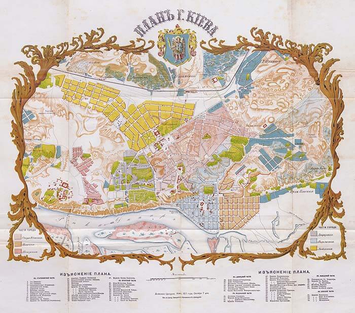 Een kaart van Kyiv in 1871. Bron: Universiteit Leiden