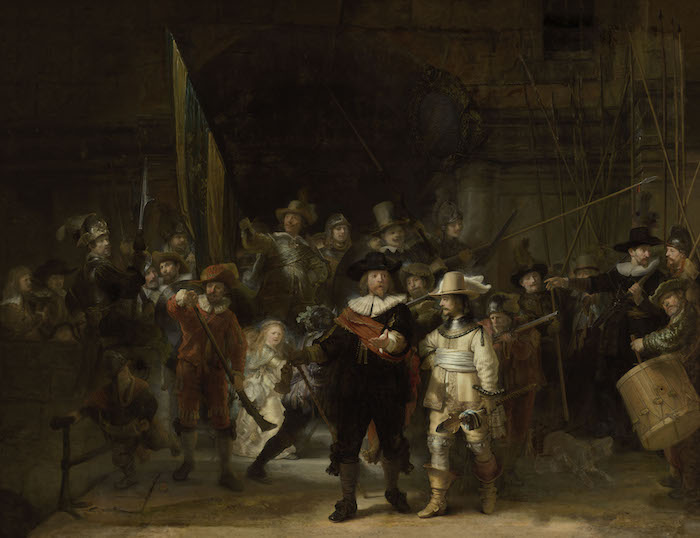 De reconstructie: de Nachtwacht zoals Rembrandt de Nachtwacht heeft bedoeld. Reconstructie van Rembrandt van Rijn, De Nachtwacht (1642/2021). Bron: © Rijksmuseum Amsterdam