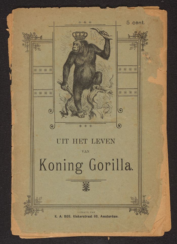 Sicco Ernst Willem Roorda van Eysinga, Pamflet 'Uit het leven van koning Gorilla' (1897). Bron: Rijksmuseum Amsterdam (NG-1972-28-36)
