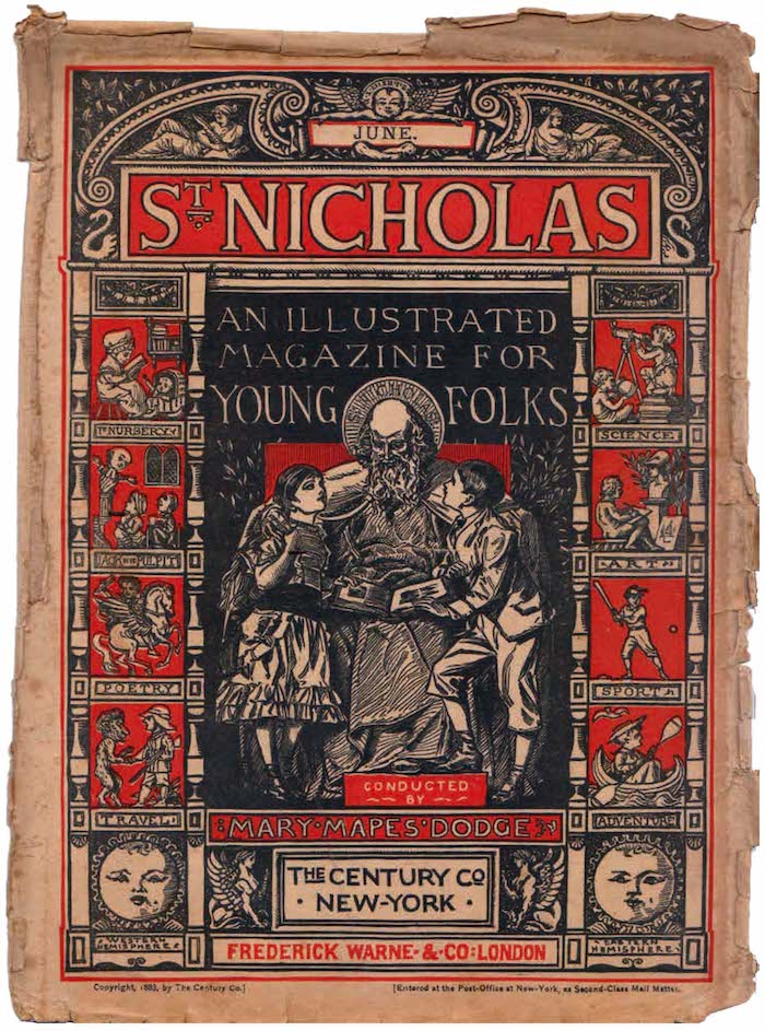 Sinterklaas was in de 19de eeuw een elitaire figuur in Amerika. Tekenend is het kinderblad St. Nicholas, een kinderblad dat werd gelezen in de betere klassen. Deze omslag is uit 1883.