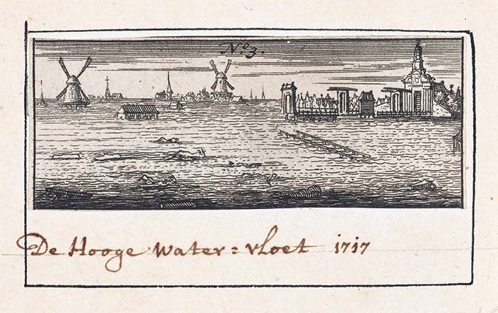 Onbekende maker, Watersnood bij Amsterdam (1717). Bron: Rijksmuseum Amsterdam (PD)