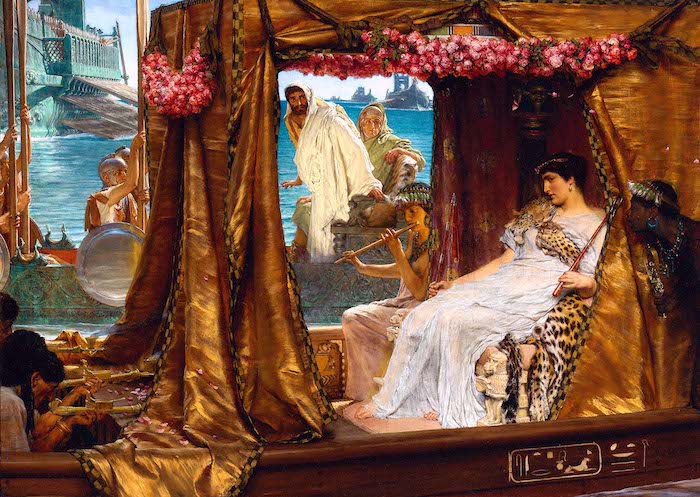 Lawrence Alma-Tadema, De ontmoeting van Antonius en Cleopatra (1883). Bron: Wikimedia Commons (PD)